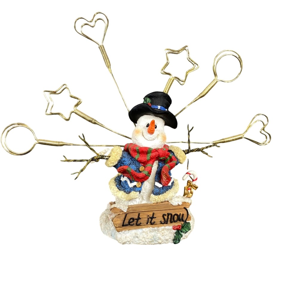 Vintage Y2K Kmart Snowman Let It Snow Christmas Photo Holder Figurine